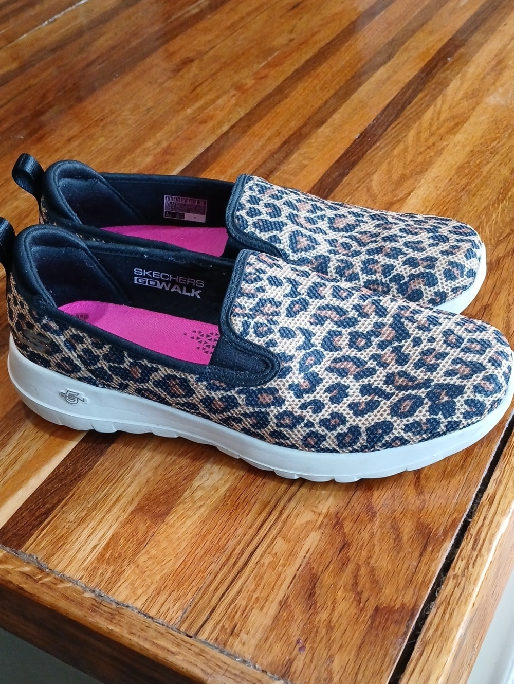 Skechers GOwalk Leopard Slip-On Sneakers in Brown/Black - 8.5